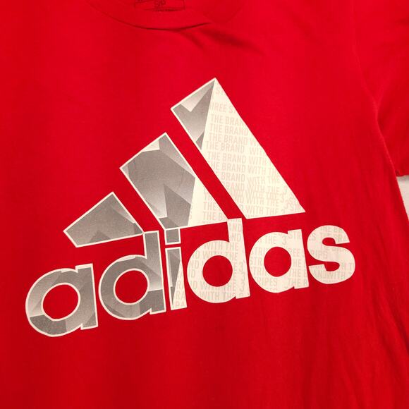 Adidas Casual Crew Neck Short Sleeve Graphic T Shirt Mens Size Small S Red - Picture 4 of 9